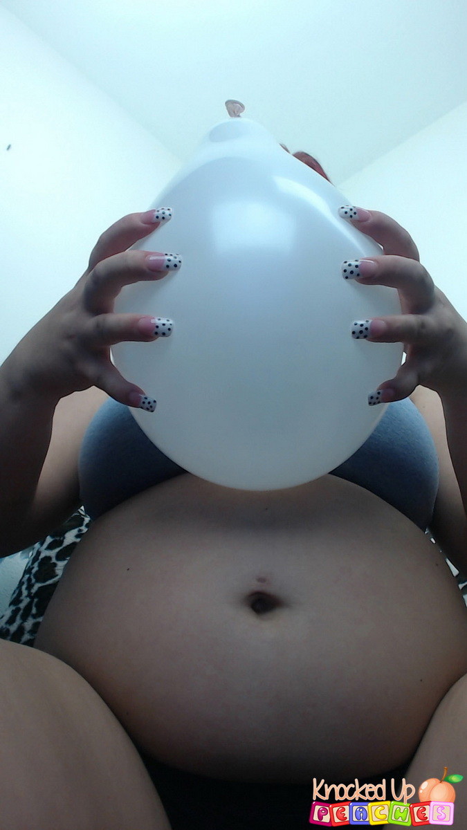 Pregnant busty pornstar Georgia Peach plays with balloons #67301831