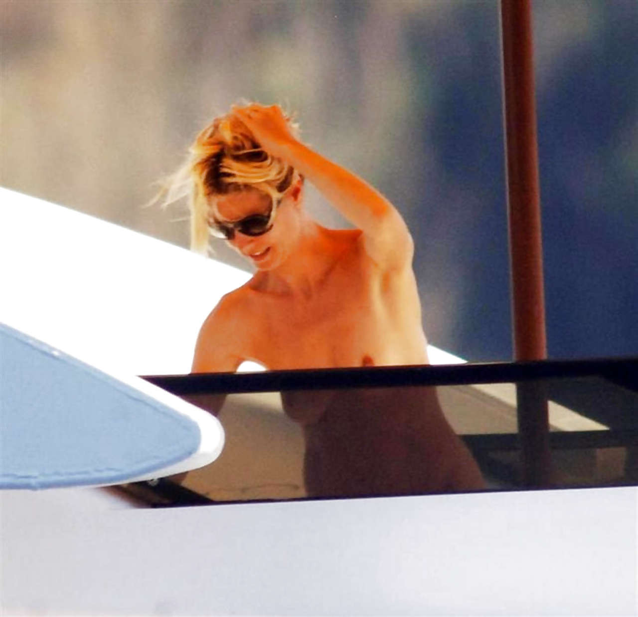 Heidi Klum caught enjoy sunbathing topless on yacht by paprazzi and posing sexy #75295230