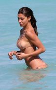 Belen Rodriguez Showing Her Big Tits And Her Ass In Thong On Beach