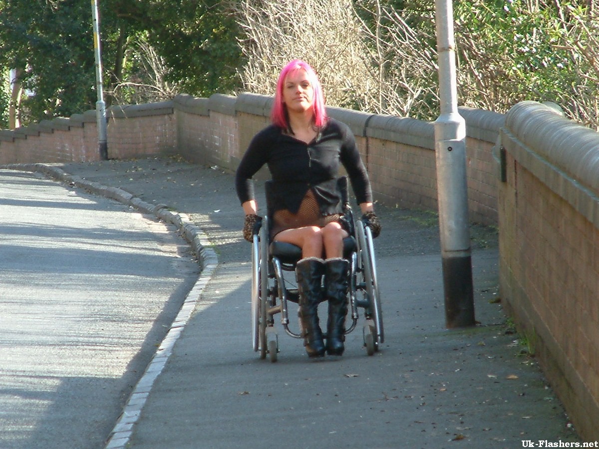 Disabled public nudity and pussy flashing by redhead Uk babe Leah Caprice showin #79483945