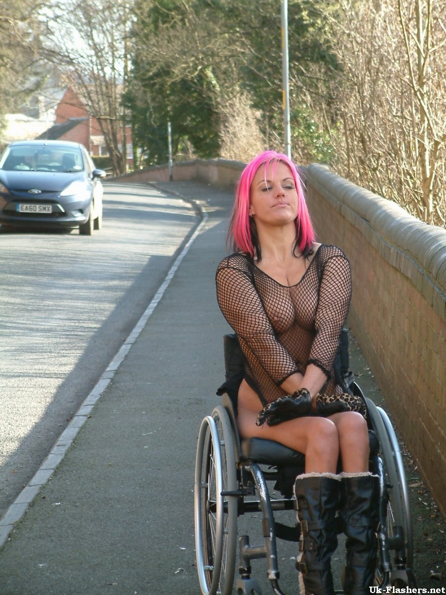 Disabled public nudity and pussy flashing by redhead Uk babe Leah Caprice showin #79483958
