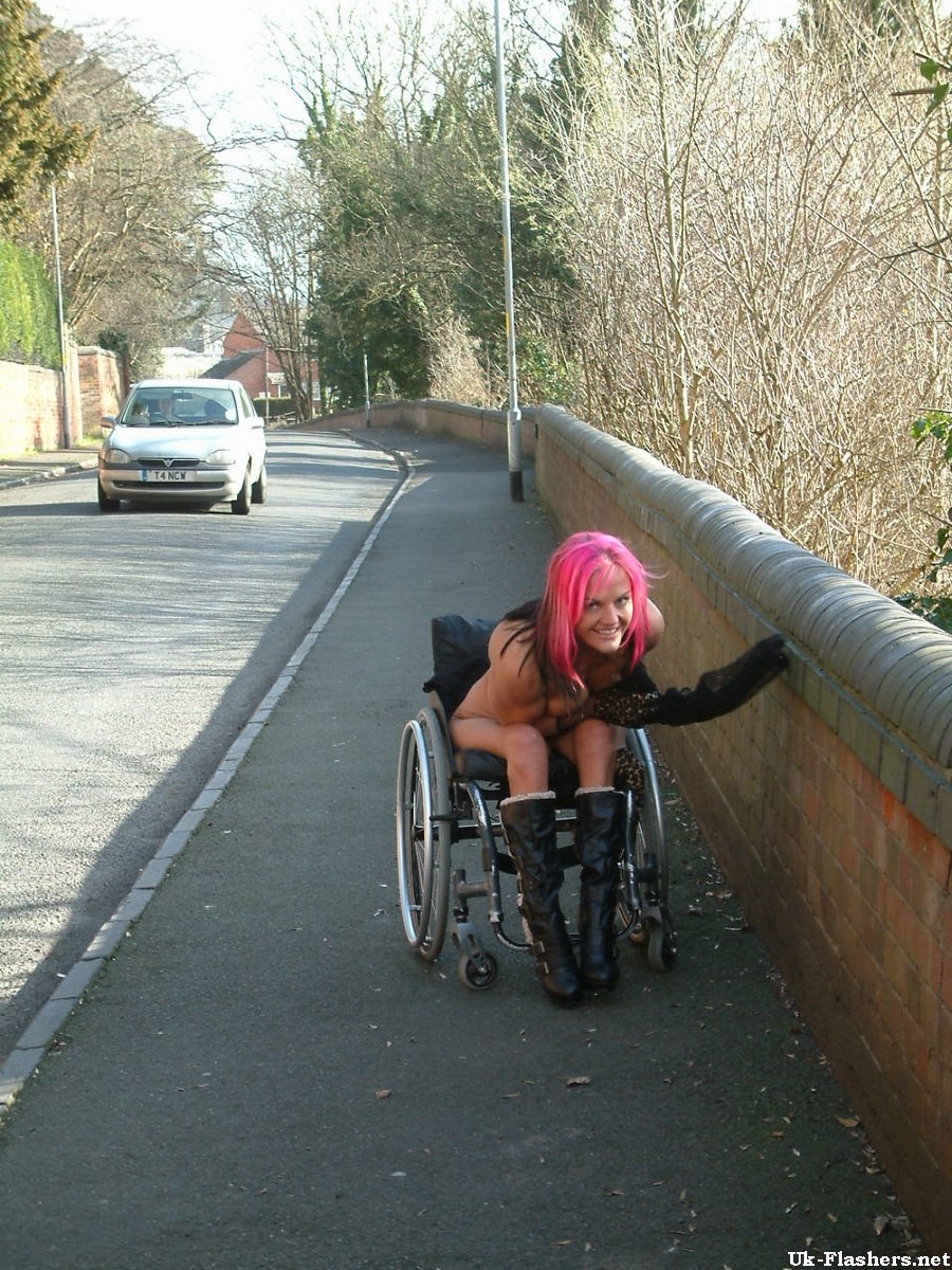 Disabled public nudity and pussy flashing by redhead Uk babe Leah Caprice showin #79483962