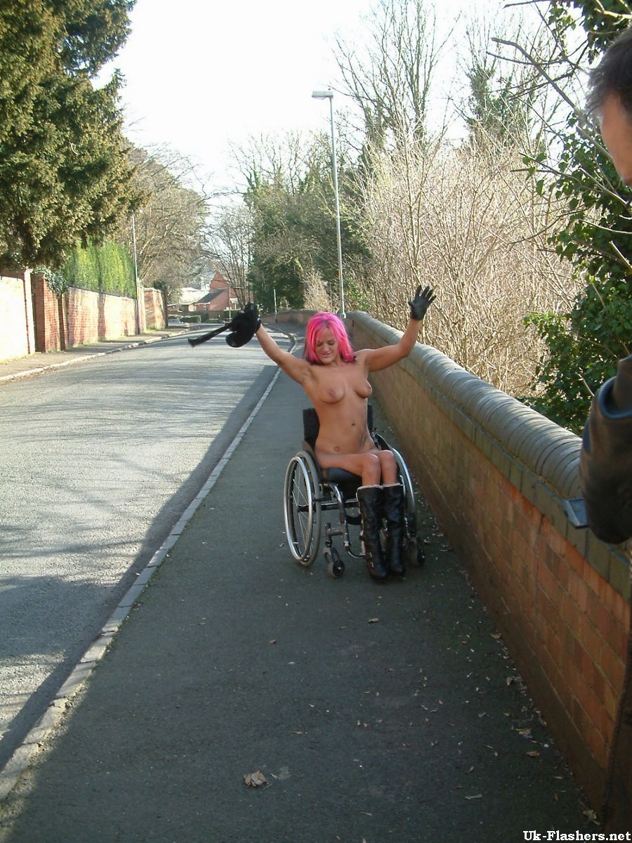 Disabled public nudity and pussy flashing by redhead Uk babe Leah Caprice showin #79483963