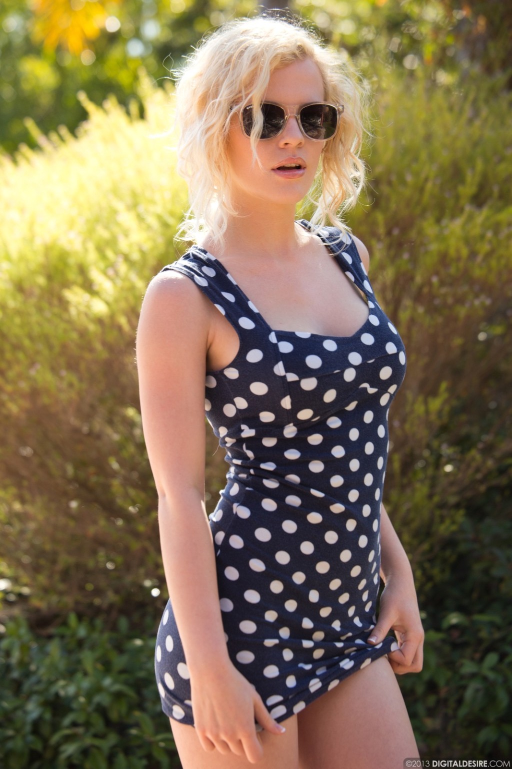 Blonde Catie Parker gives a hot outdoor Striptease #72619920