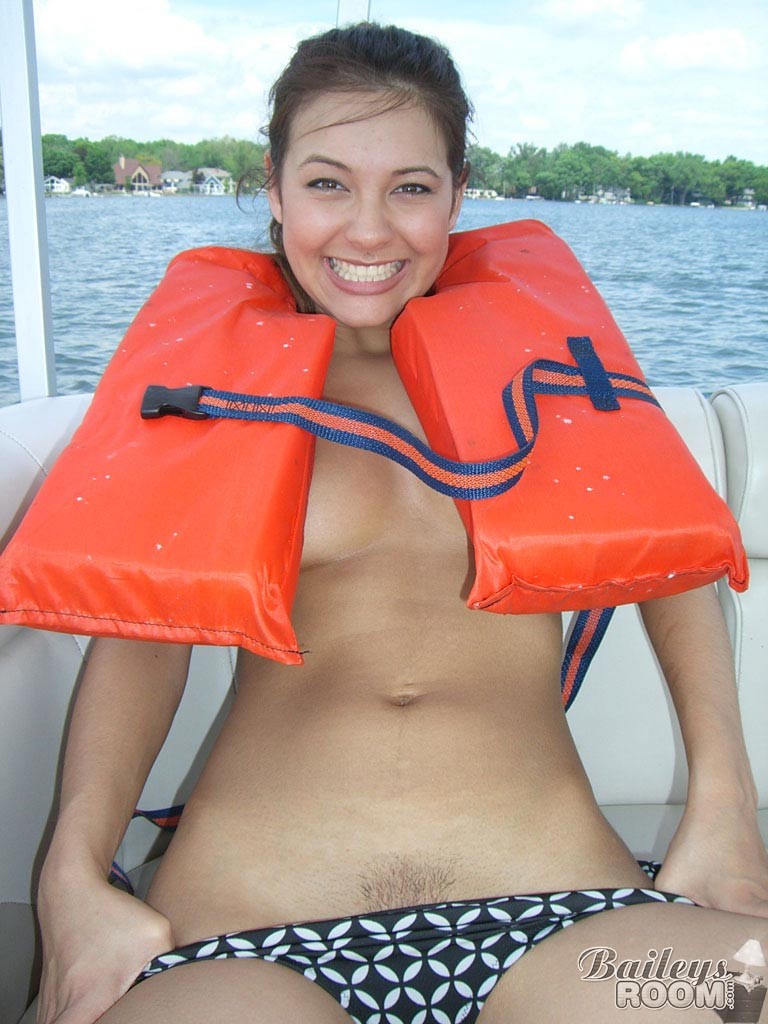 Real amateur teen girl boating topless #73181826