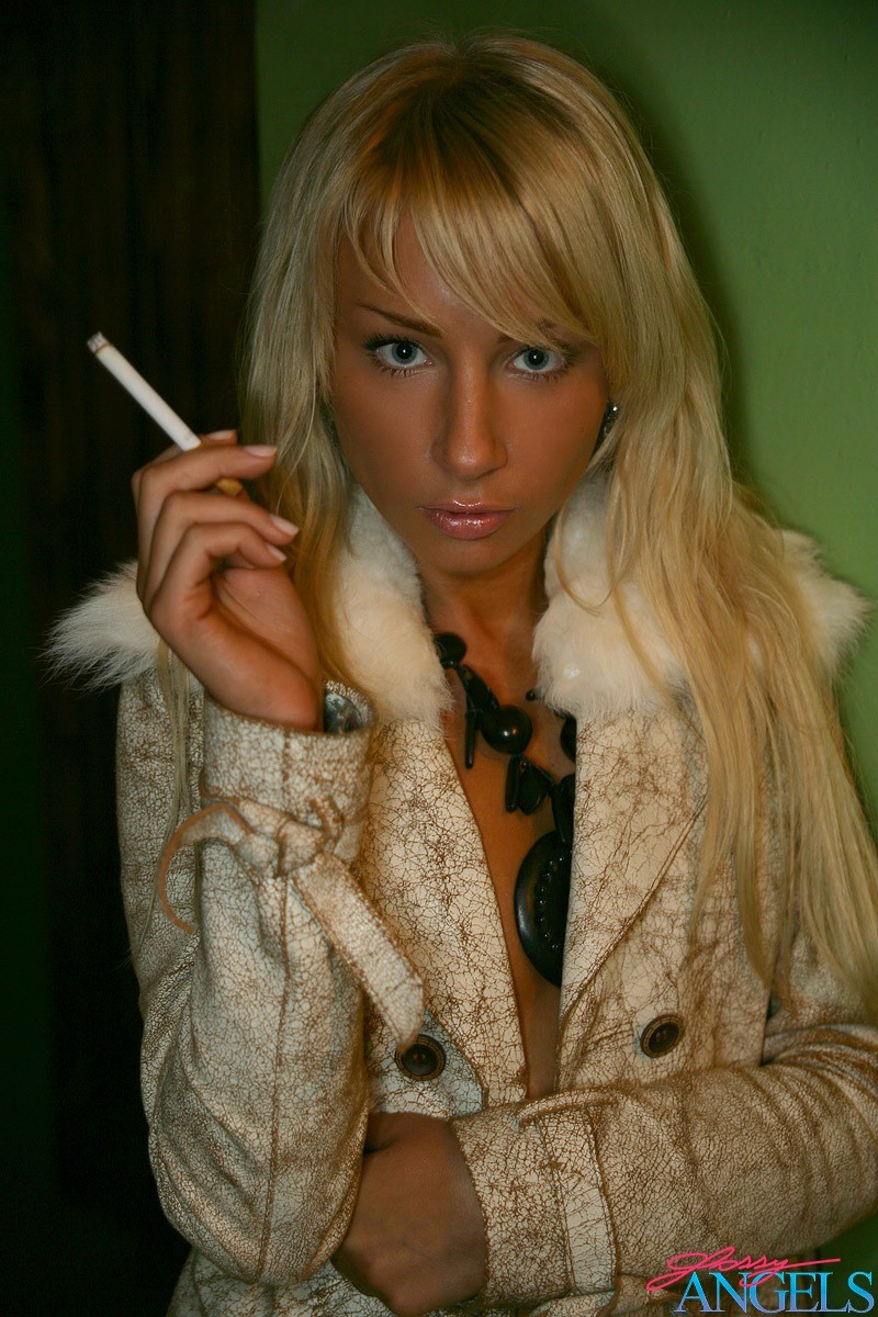 Smoking blonde babe showing her sensual erotic body parts #72763775