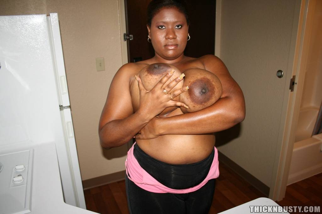 Fat chubby Ghetto Ebenholz schwarze Frau mit riesigen Titten natürlich
 #73422204
