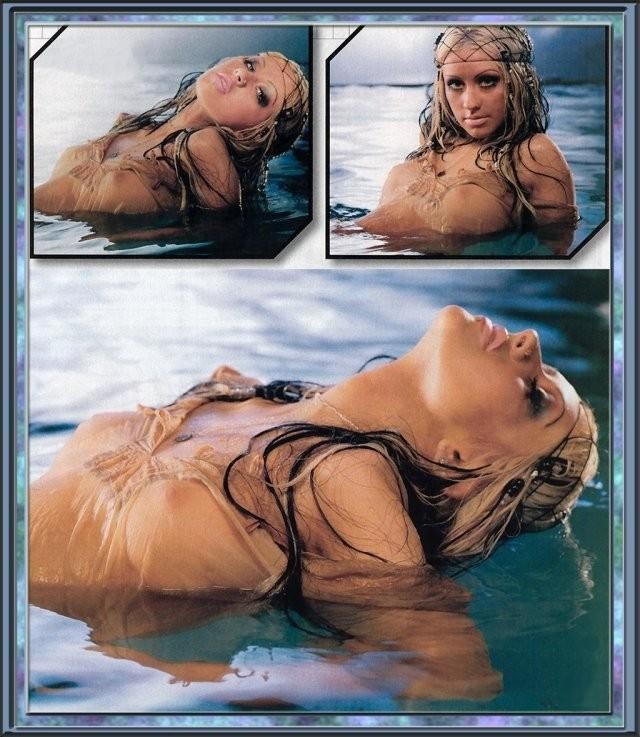 Christina Aguilera nackt in Wasser und sexy Posing
 #75440651