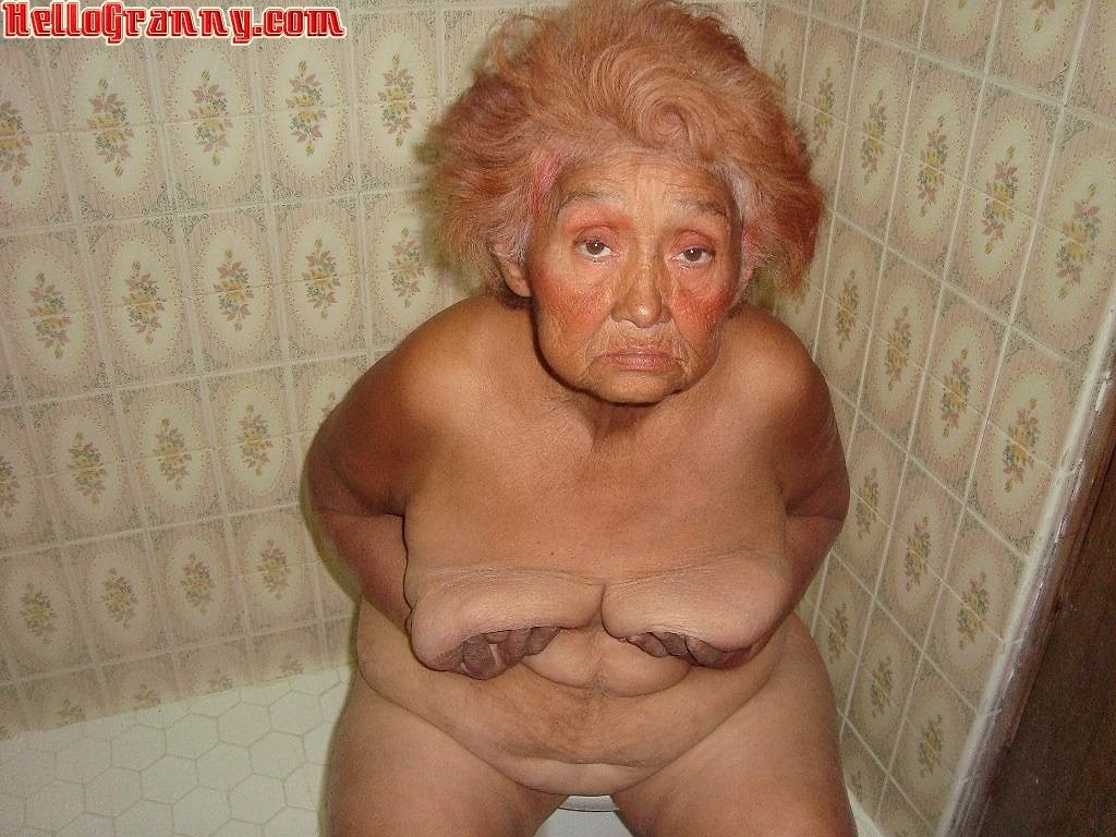 Painted granny in the shower plays with her boobs #67245386