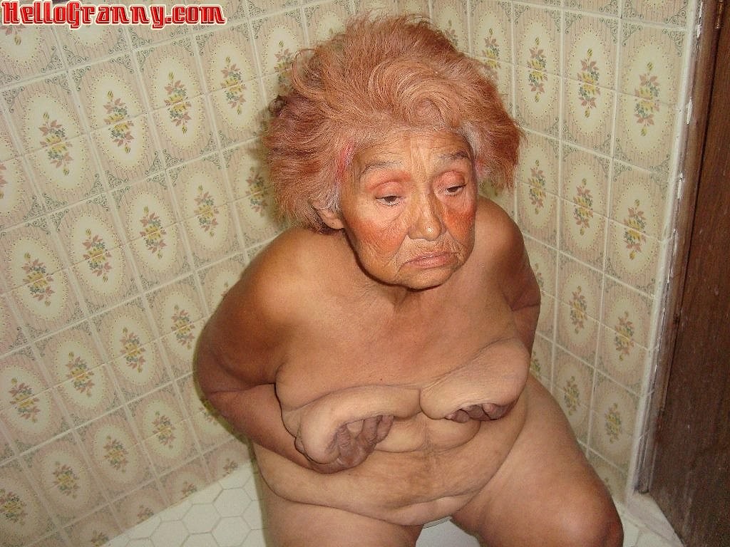 Painted granny in the shower plays with her boobs #67245394