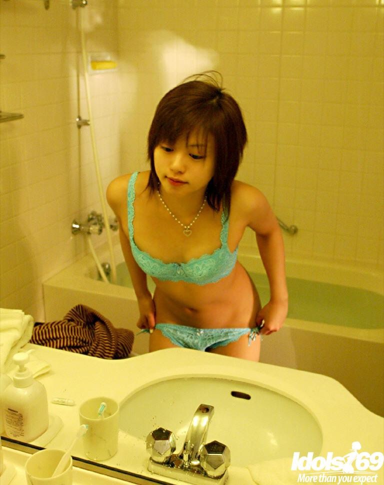 Petite barely legal Asian teen with small breasts takes hot bath #69967467