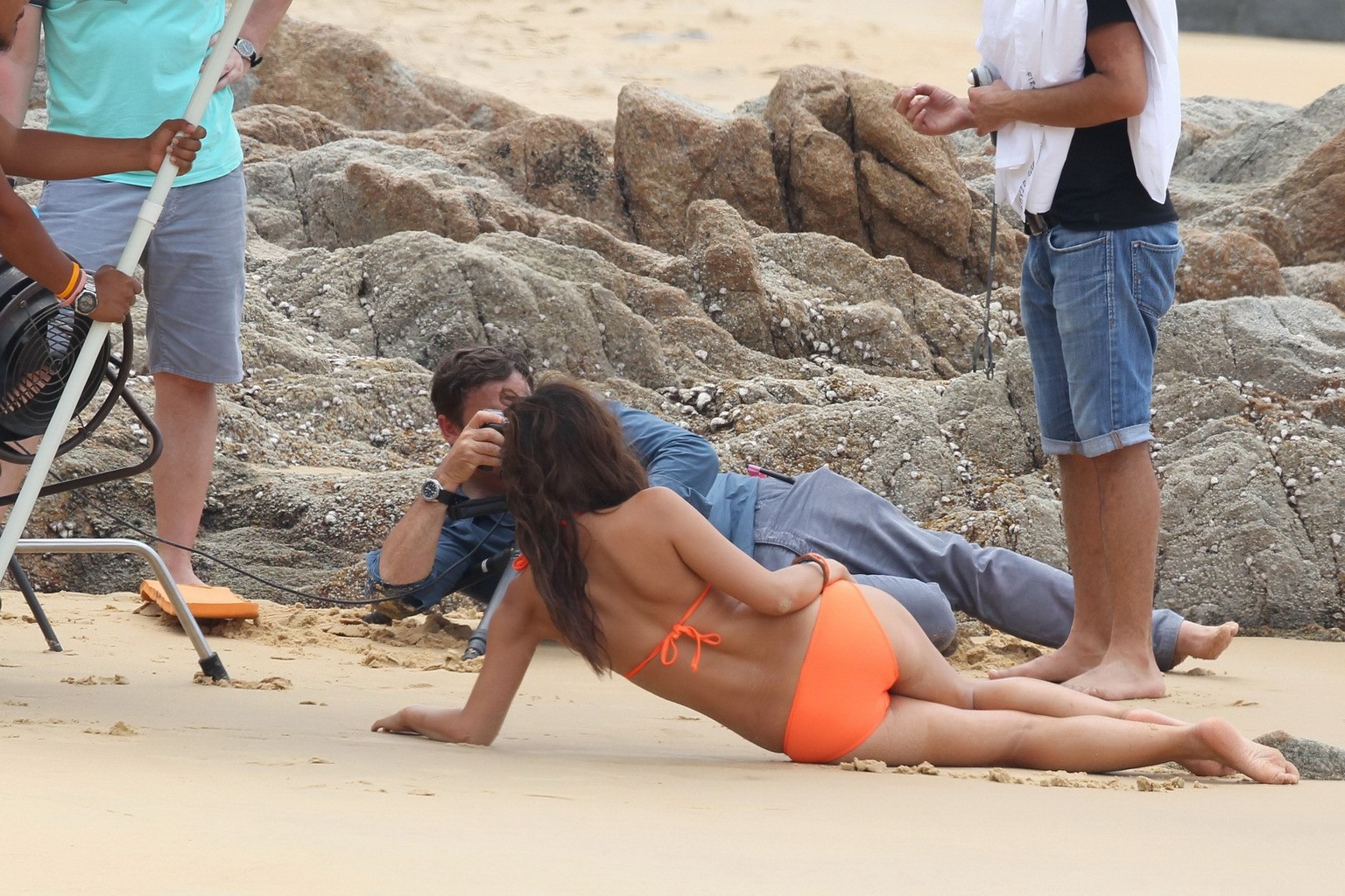 Myleene Klass wearing tiny orange bikini during a photoshoot at the beach in Tha #75236972