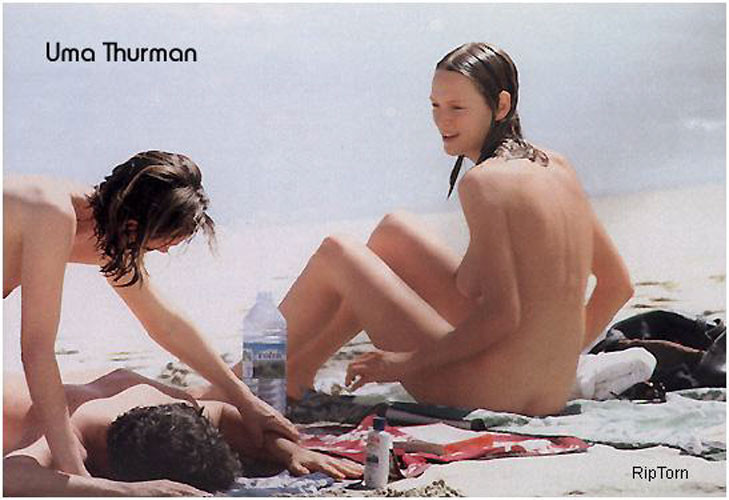 Uma Thurman showing pussy and tits beach paparazzi pictures #75437180