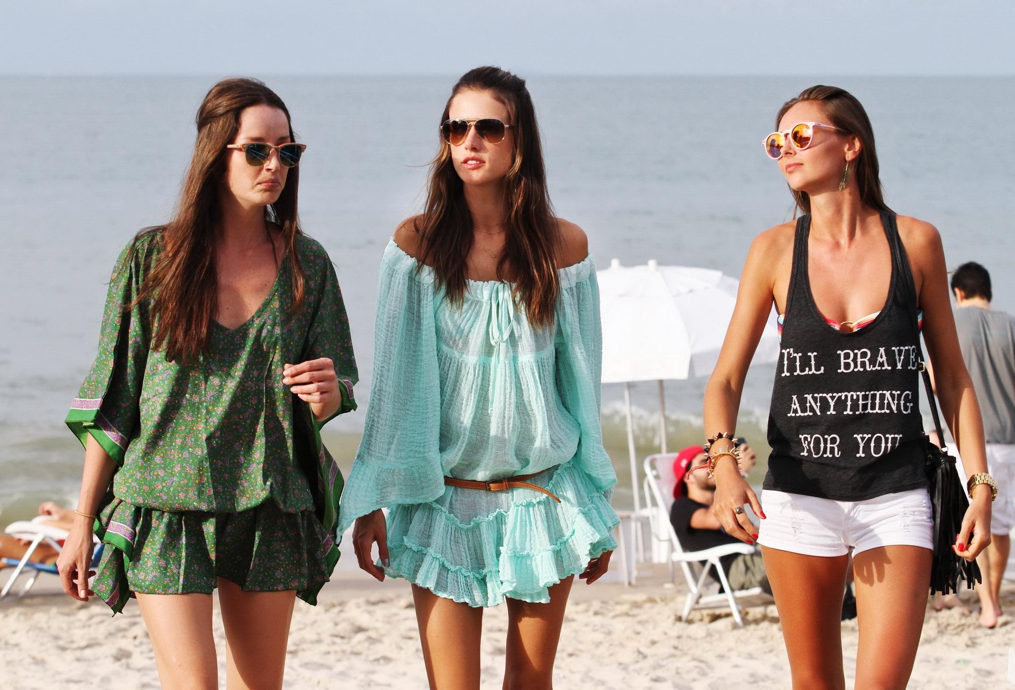 Alessandra Ambrosio in bikini buying a summer dress on a beach in Brazil #75244435