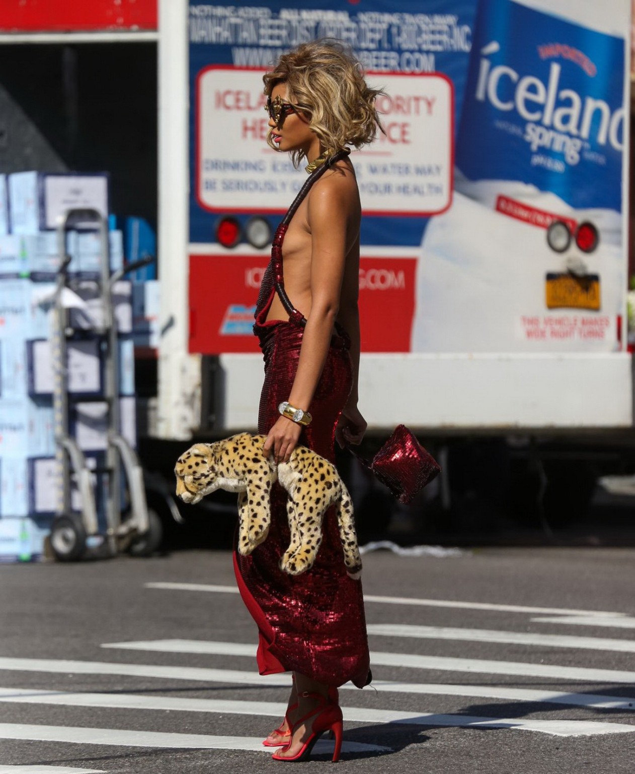 Chanel Iman showing sideboob and leggy at a photoshoot on the street in New York #75195002