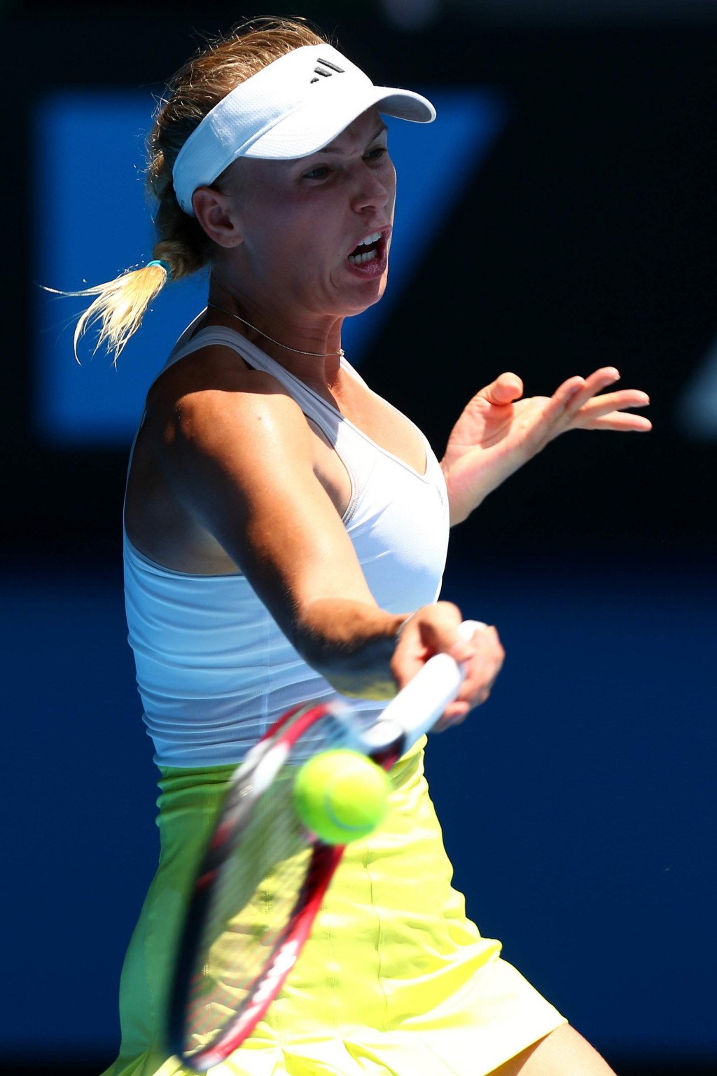 Caroline Wozniacki showing sweaty cleavage  camelote at the 2013 Australian Open #75243025