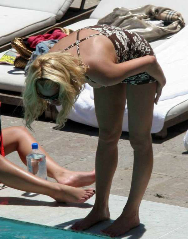 Jessica Simpson posing in bikini in pool and nipple slip pics #75431438