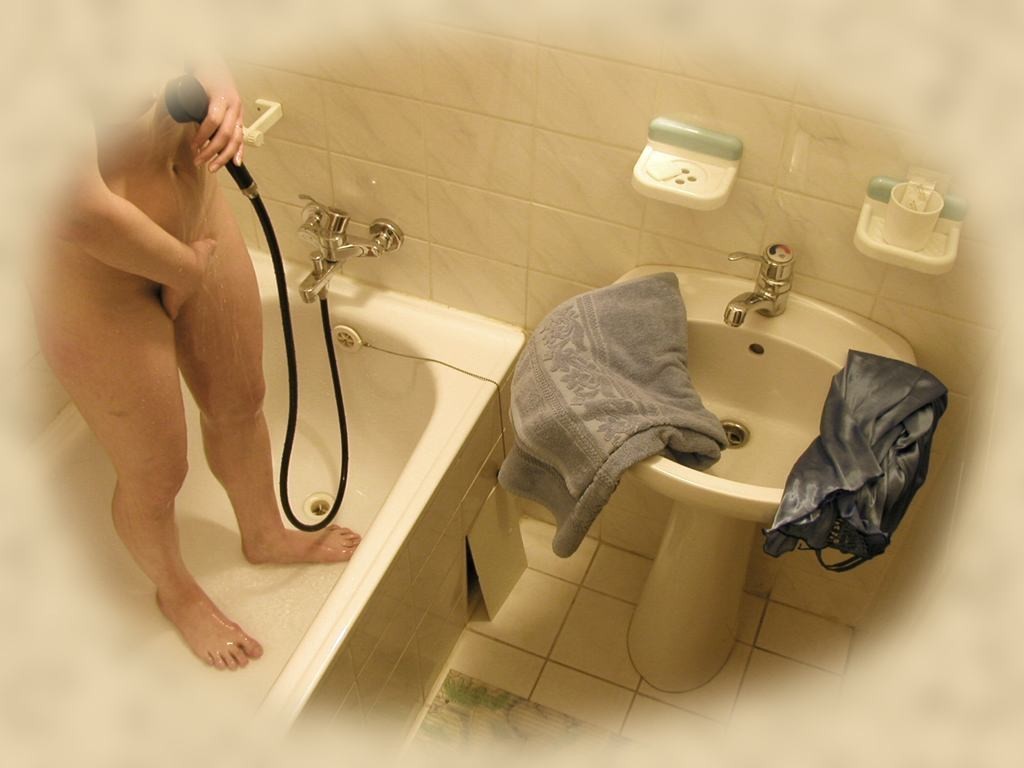 Spy cam shots of unsuspecting babe caught taking a shower #71653691