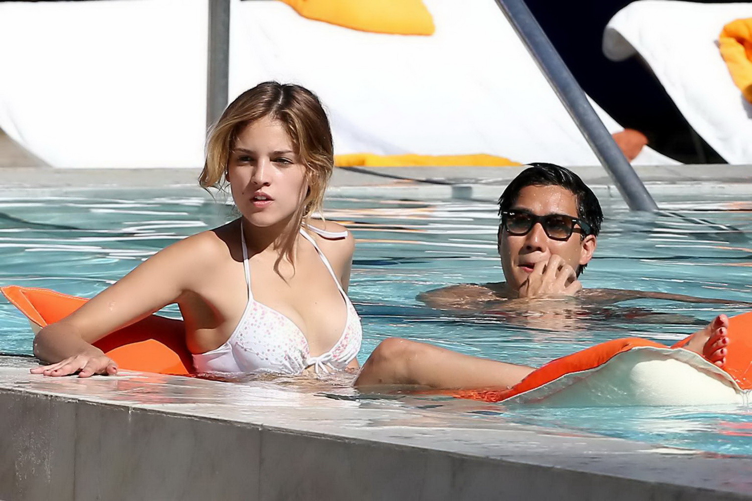 Eiza Gonzalez busty in a white string bikini at the pool in Miami #75211990