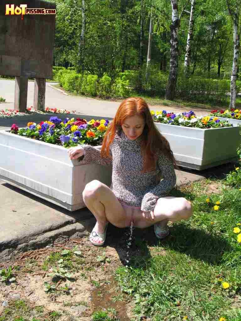 Redhead pissing outdoors #76569629