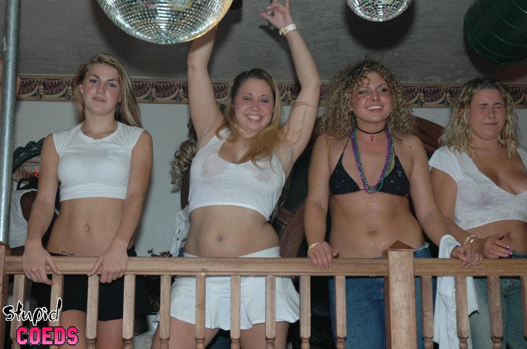 cute drunk teens compete and strip in wet t-shirt contest #78925779