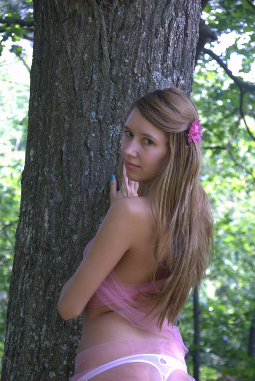 Adorable long hair girlfriend stripping and posing in the forest #68171159