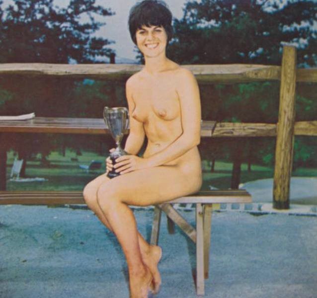 Vintage beach nudist flashing in public #72246180