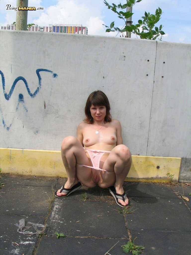 Slut pissing outdoors #76594252