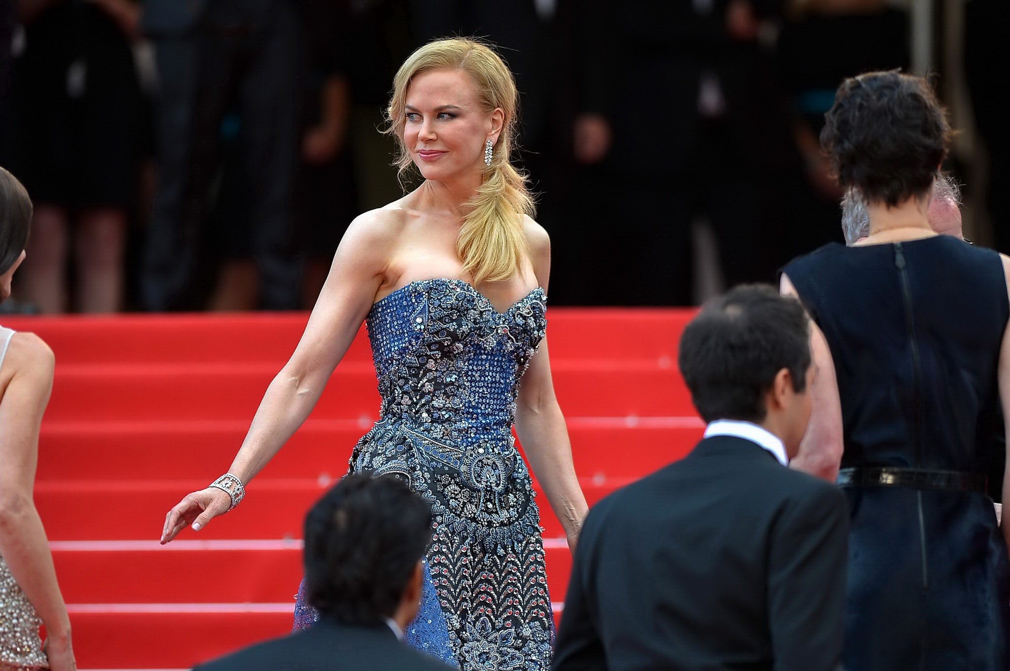 Nicole Kidman busty wearing a strapless dress at the 67th Annual Cannes Film Fes #75196362