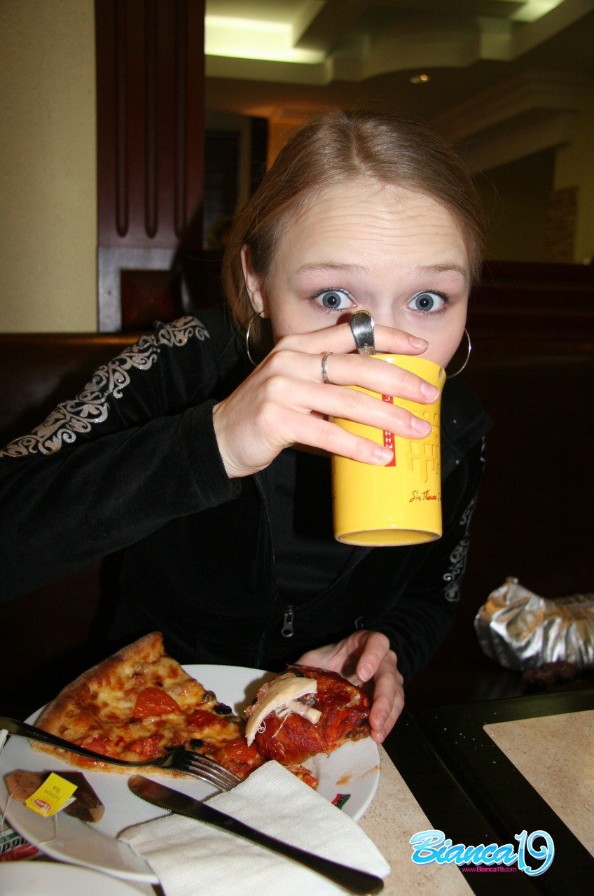 Cute nineteen year old teen eating food #75791756