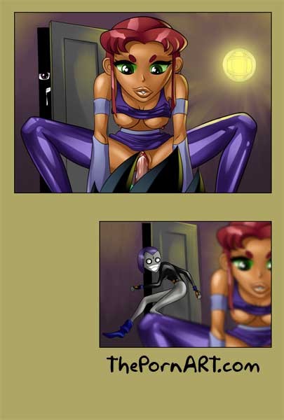 Raven reibt Muschi, während Robin Starfire in den Arsch bestraft
 #69611485
