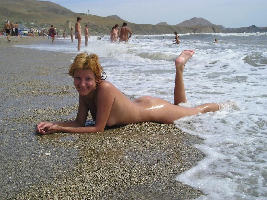 Blonde Russian nudist flashes the cameraman #72254737