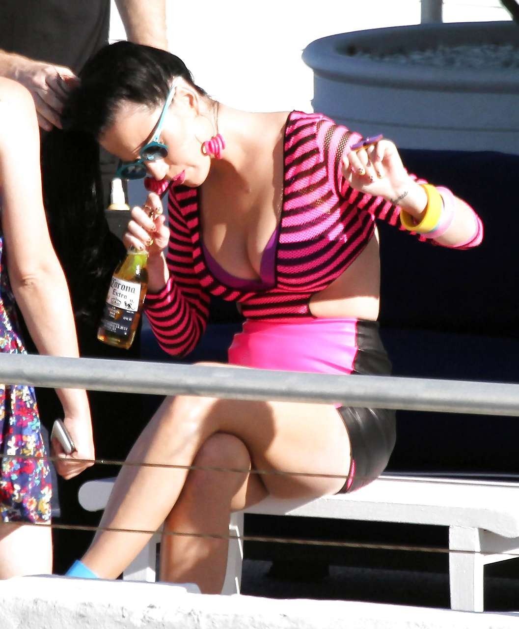 Katy Perry downblouse and upskirt in mini skirt paparazzi pictures #75301604