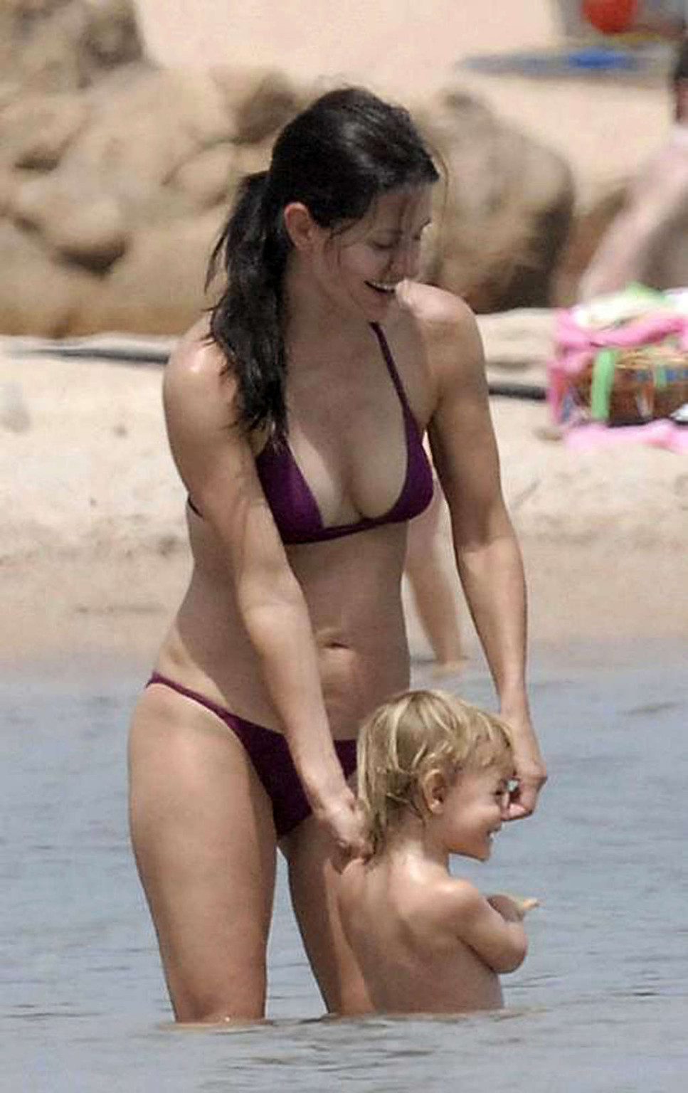 Courtney Cox showing sexy body and nice boobs on beach in bikini #75363637