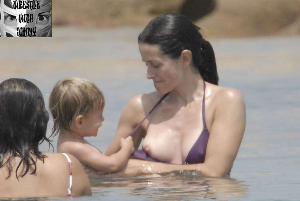 Courtney Cox showing sexy body and nice boobs on beach in bikini #75363663