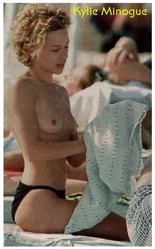 Kylie Minogue showing her nice small tits on beach #75404016