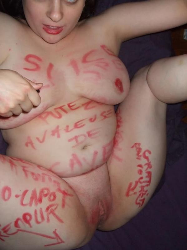 Wild BBW writes stuff on her naked body #67345833