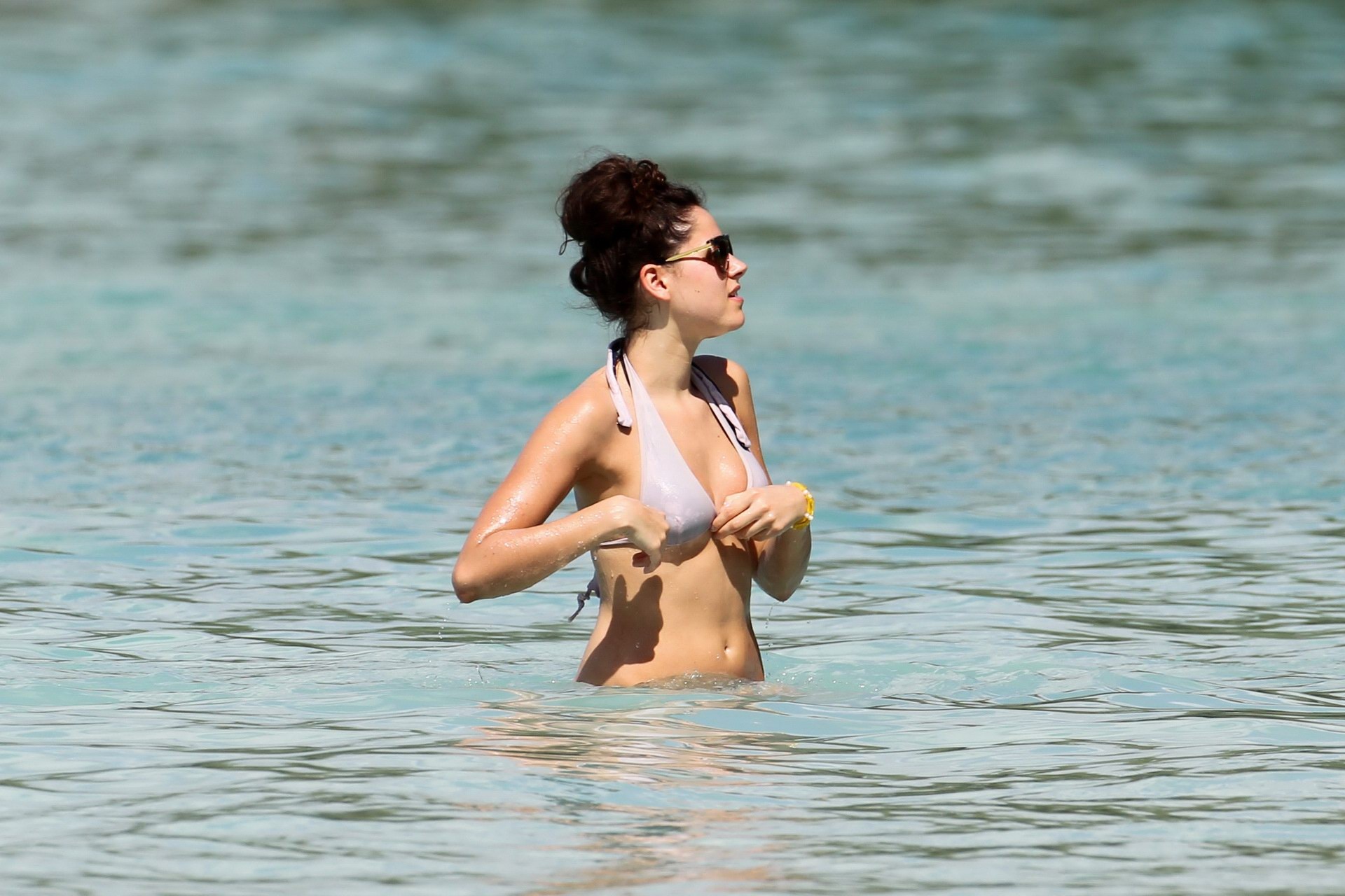 Eliza Doolittle showing ass crack in bikini on the beach in Barbados #75321597