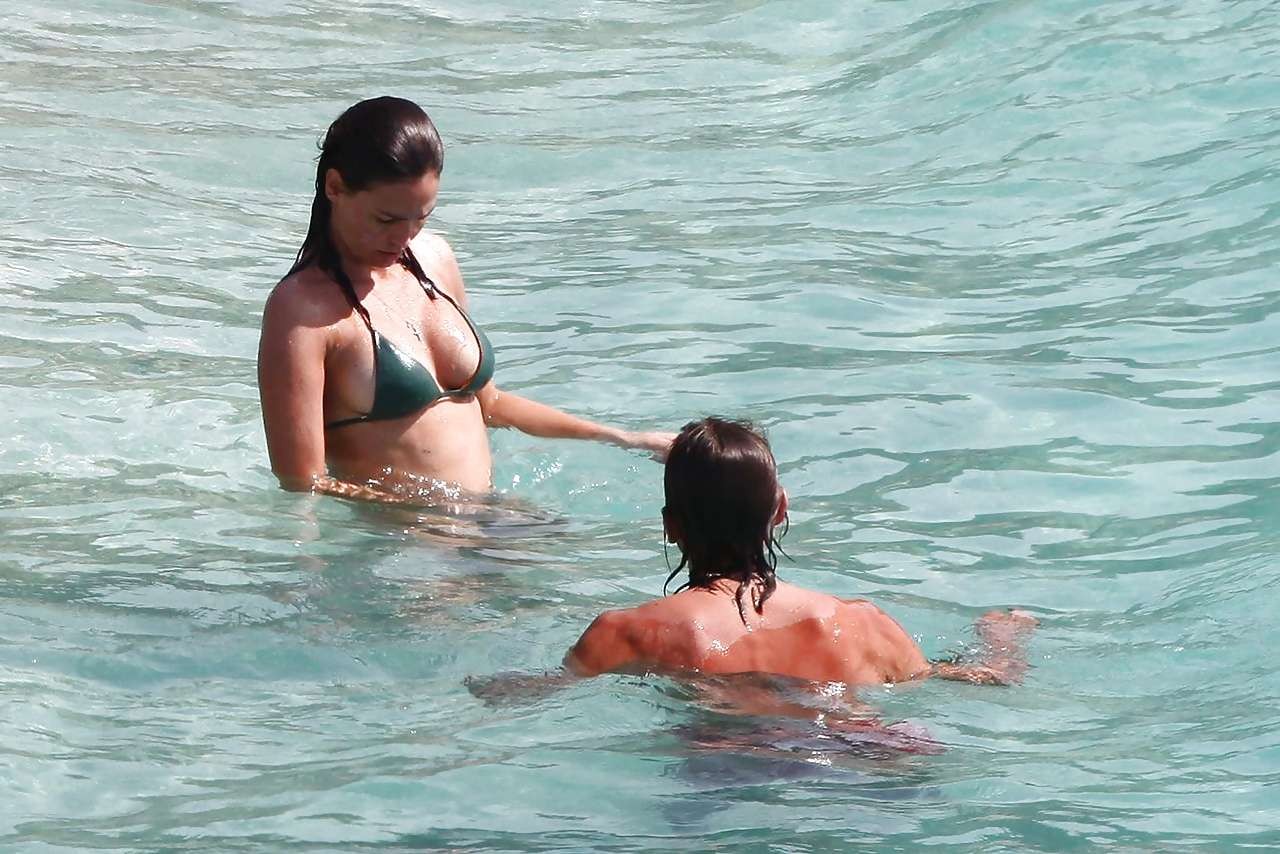 Ines Sastre nipple slip on beach caught by paparazzi and posing in bikini #75295756