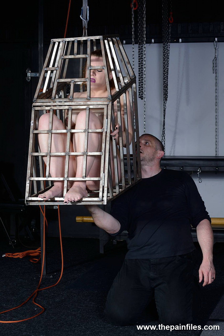 Amateur red haired subbie in a cage #71921968