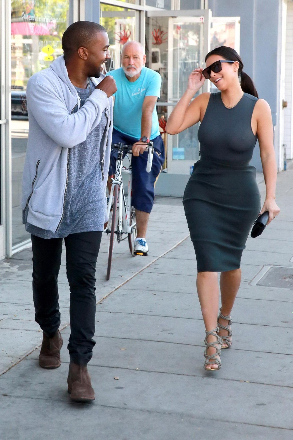 Kim Kardashian shows off her booty and big boobs in see through top while out sh #75183807