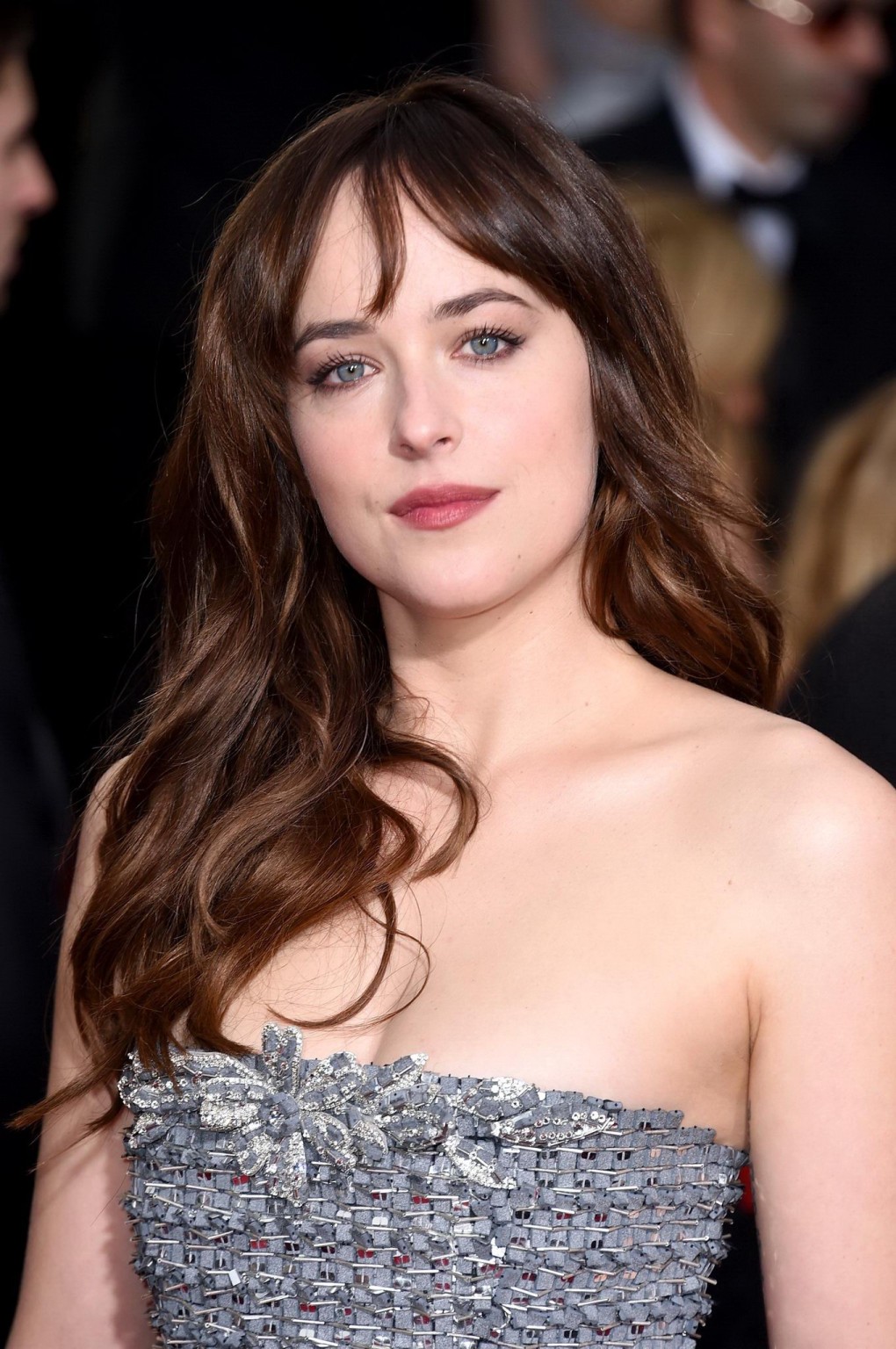 Dakota Johnson busty wearing a strapless dress at the 72nd Annual Golden Globe A #75174979