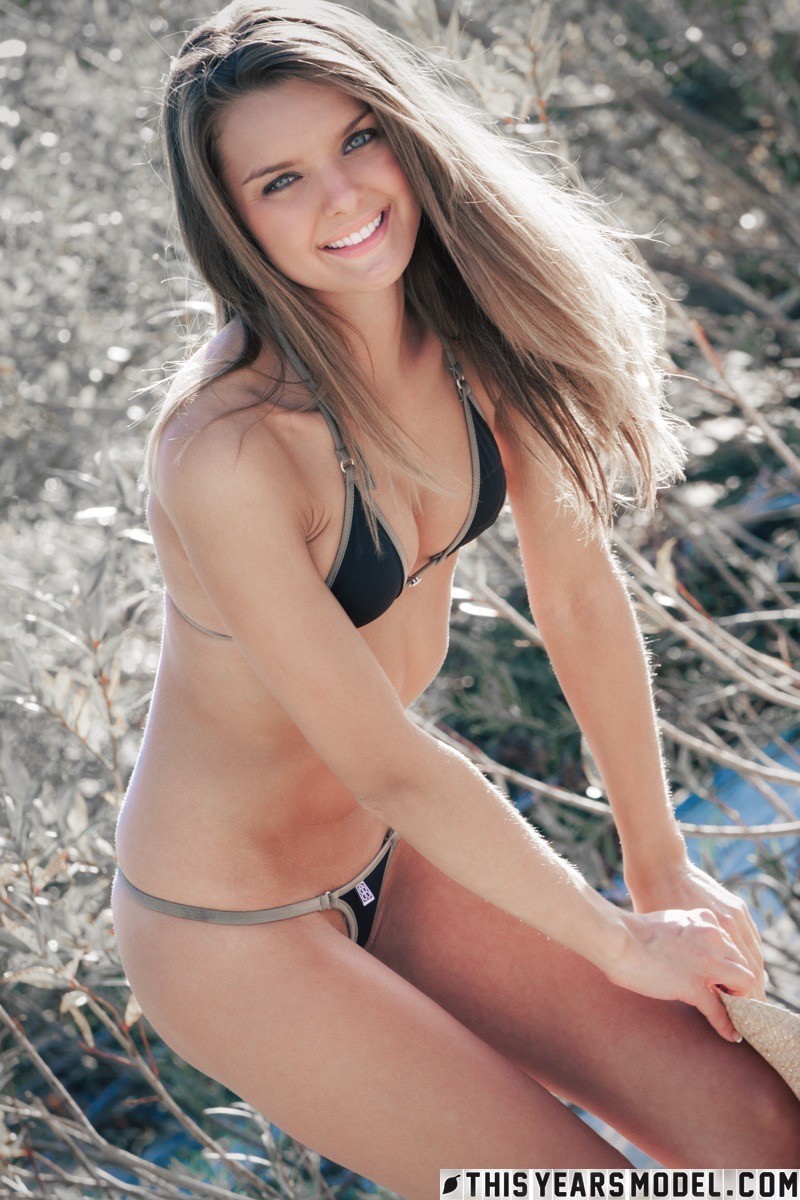 Hot teen model in a black bikini #72371905