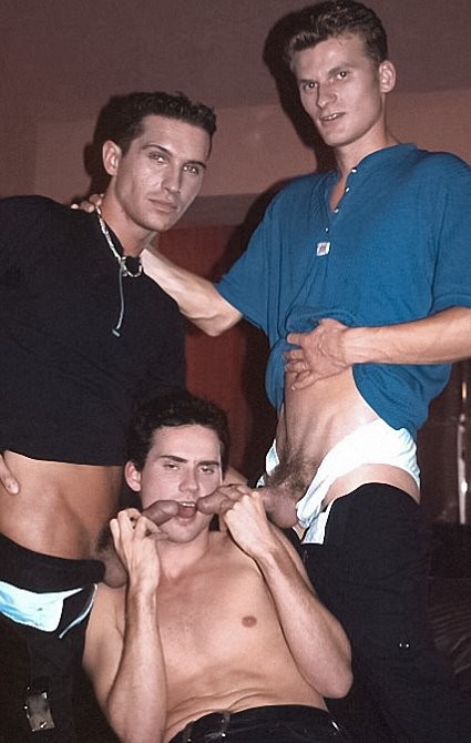 Three smooth tanned dudes fucking and cumming kick on a sofa #76939595