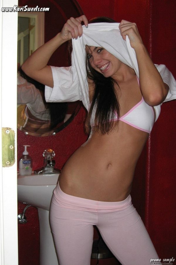 Beautiful Tight Kari Sweets in pink caught on the toilet #72861321