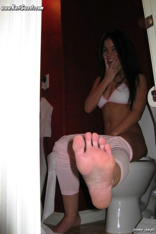 Beautiful Tight Kari Sweets in pink caught on the toilet #72861392