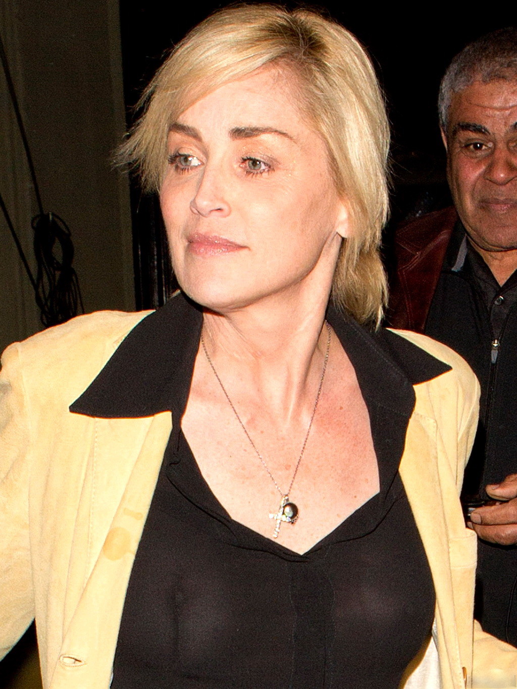 Sharon Stone braless wearing a see through shirt outside Craig's Restaurant in L #75201161