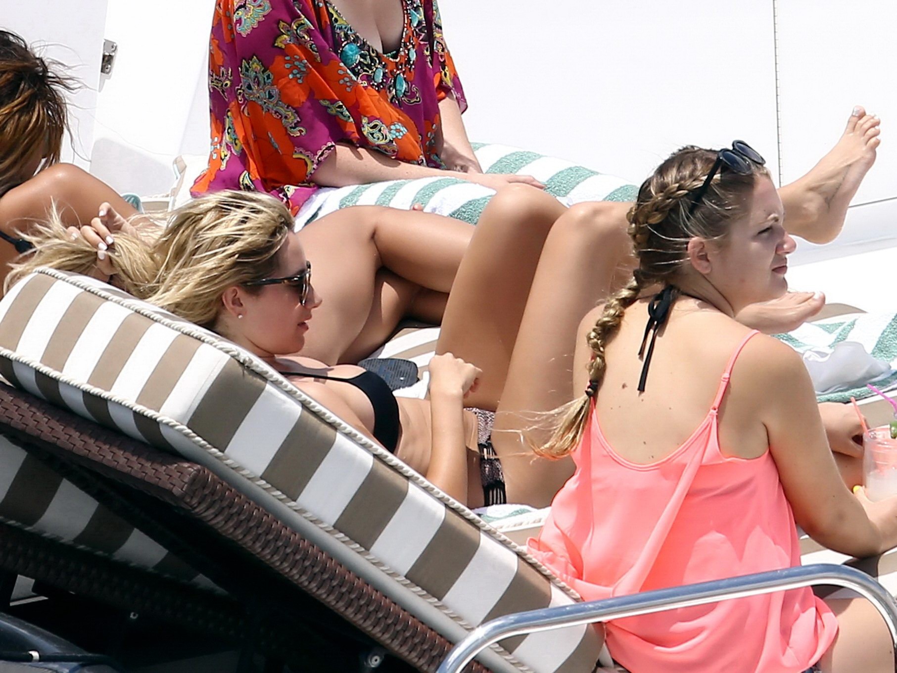 Vanessa Hudgens wearing sexy black bikini on a yacht in Miami #75196054