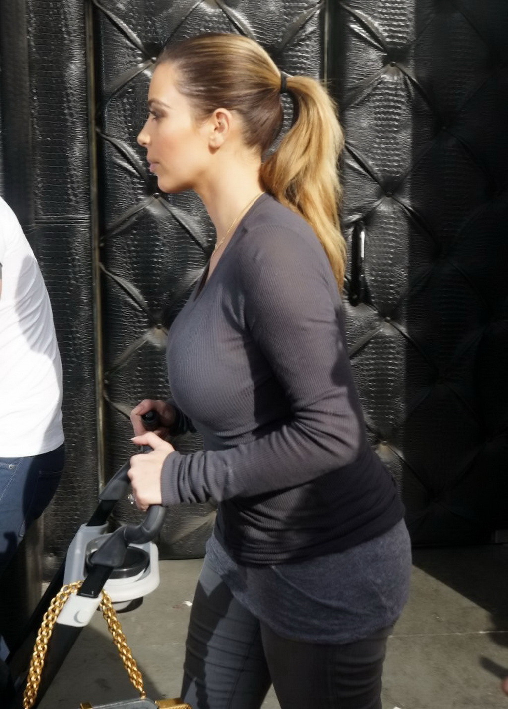 Kim Kardashian see through to bra while out shopping #75210203