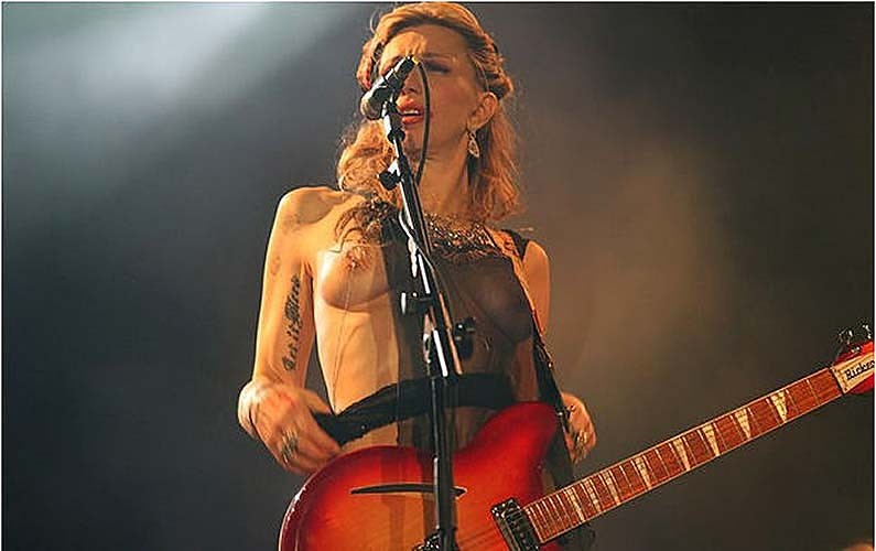 Courtney Love topless on stage and posing totally nude #75282180
